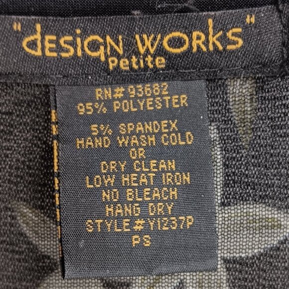 Design Works- Women's Top-Black, Green-White floral- PSMALL-Lined 3/4 Sleeve - Picture 14 of 14